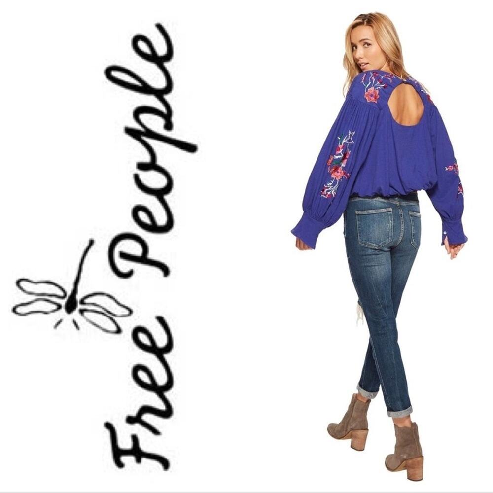 Free People Lita Embroidered Boho Top Size M NWT